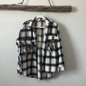 Altar’d State Oversized flannel with fringe, Size S